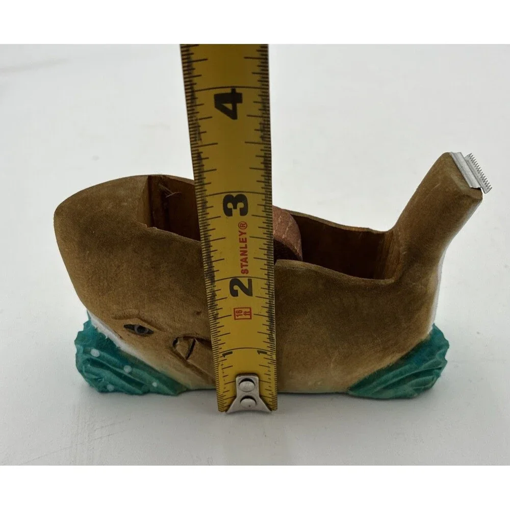 whale head shape Tape Dispenser desk top wood carving